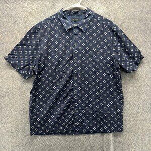 Ted Baker Shirt Mens XL Blue Geometric Short Sleeve Button Front Casual Top 5